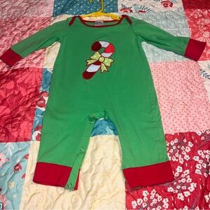 🎄Christmas Romper Baby Girls Size 12-18 months Candy Cane Outfit GUC